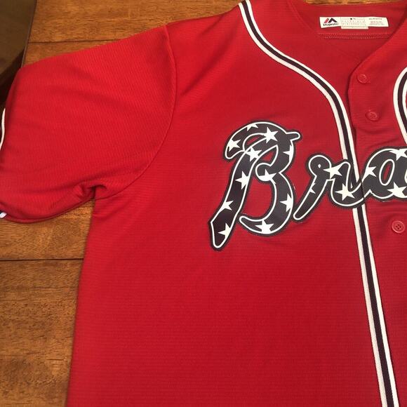 Atlanta Braves Majestic Jersey Mens XL Scarlet Alternate Cool Base Team MLB - Picture 5 of 11
